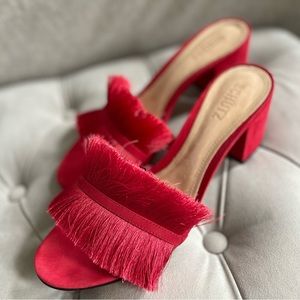Schutz Elza Fringe Mules/Sandals/Slides